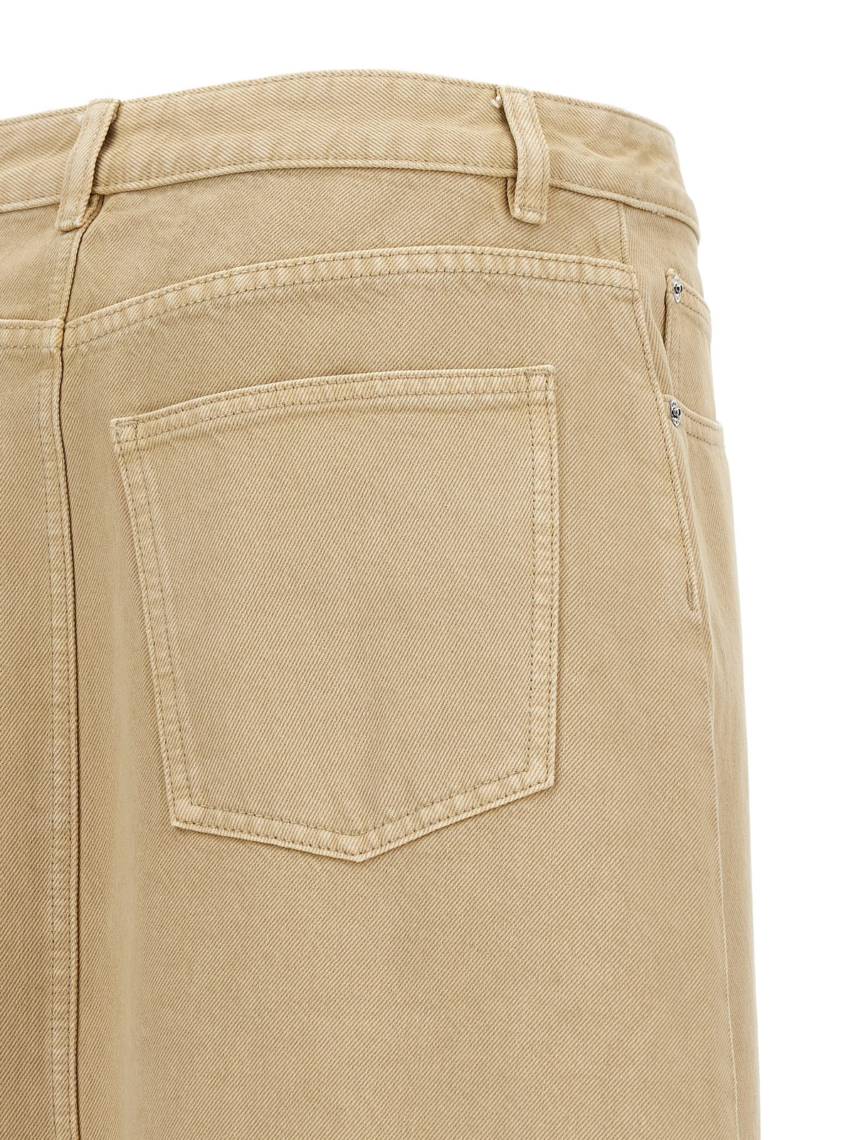 Tory Burch Beige Cotton Midi Skirt - Deconstructed Style