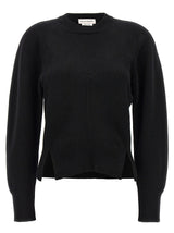 Alexander McQueen Black Wool Cardigan with Chevron Corset Design