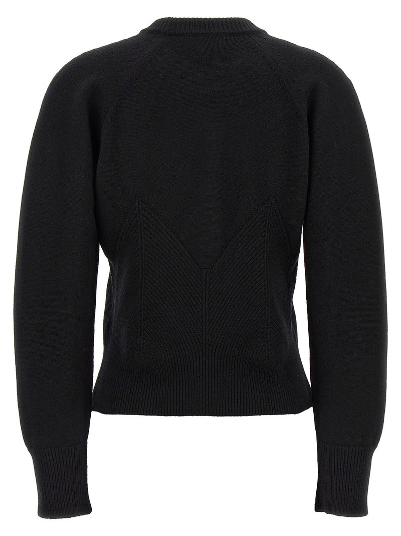 Alexander McQueen Black Wool Cardigan with Chevron Corset Design