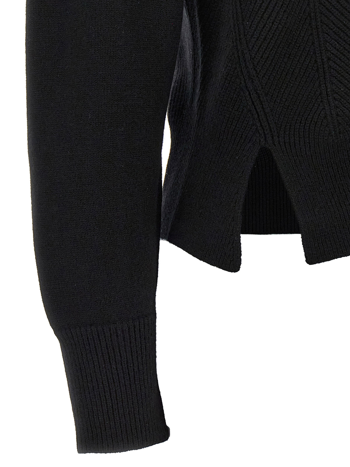 Alexander McQueen Black Wool Cardigan with Chevron Corset Design