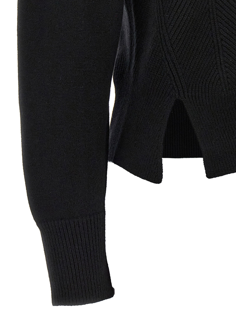 Alexander McQueen Black Wool Cardigan with Chevron Corset Design