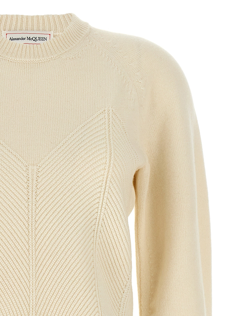Alexander McQueen White Wool Cardigan - Chevron Corset Design