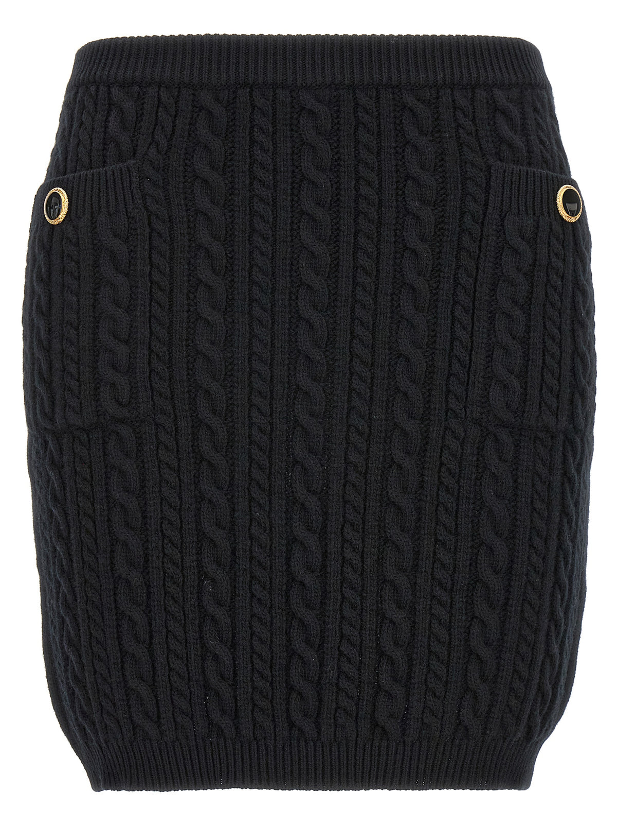 Alessandra Rich Black Wool Long Skirt - Elegant Maxi Style