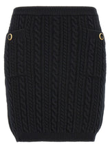 Alessandra Rich Black Wool Long Skirt - Elegant Maxi Style