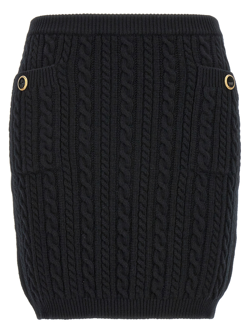 Alessandra Rich Black Wool Long Skirt - Elegant Maxi Style