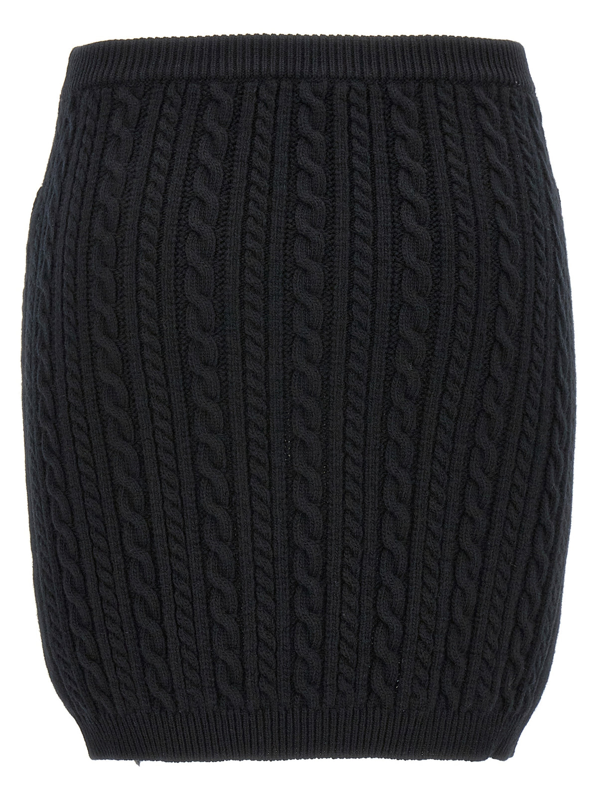 Alessandra Rich Black Wool Long Skirt - Elegant Maxi Style