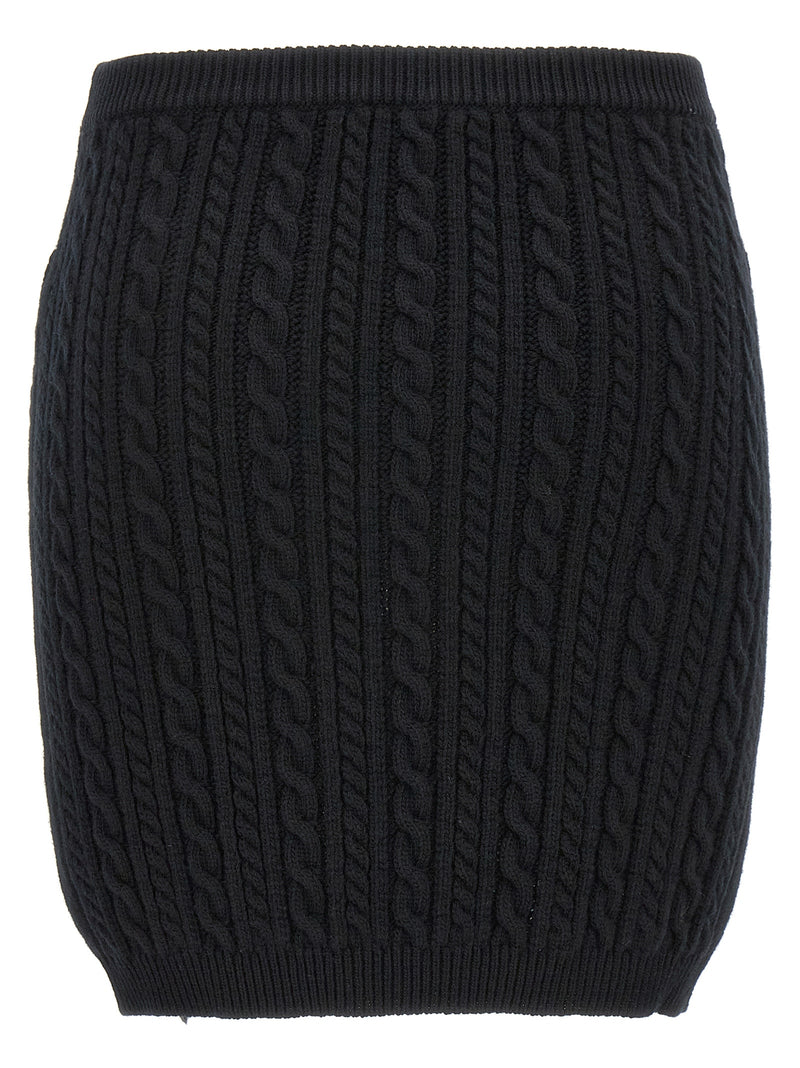 Alessandra Rich Black Wool Long Skirt - Elegant Maxi Style