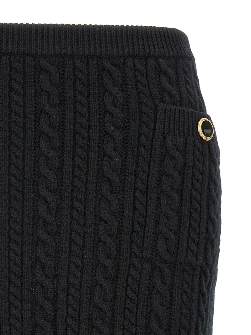 Alessandra Rich Black Wool Long Skirt - Elegant Maxi Style