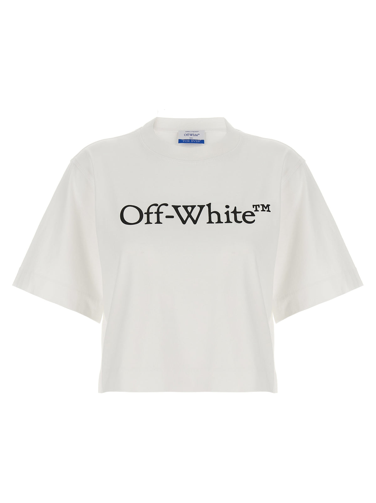 Off-White White Cotton T-Shirt - Cropped Crew Neck