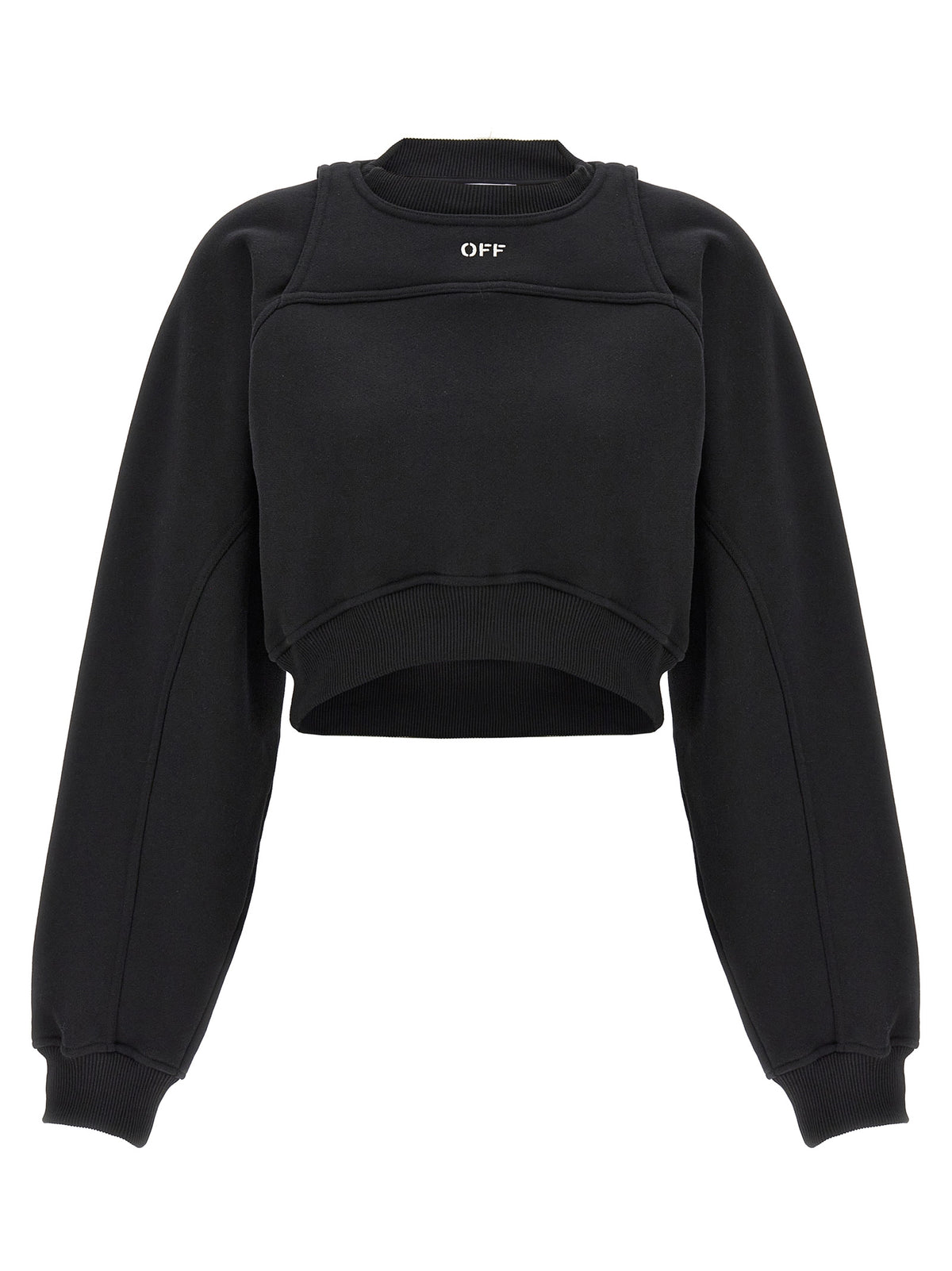 Off-White Bicolor Cotton Sweatshirt - Edgy Cropped Design