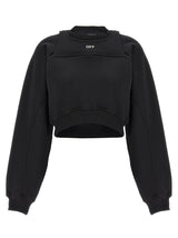 Off-White Bicolor Cotton Sweatshirt - Edgy Cropped Design