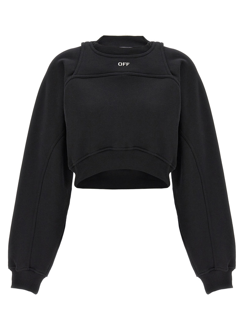 Off-White Bicolor Cotton Sweatshirt - Edgy Cropped Design