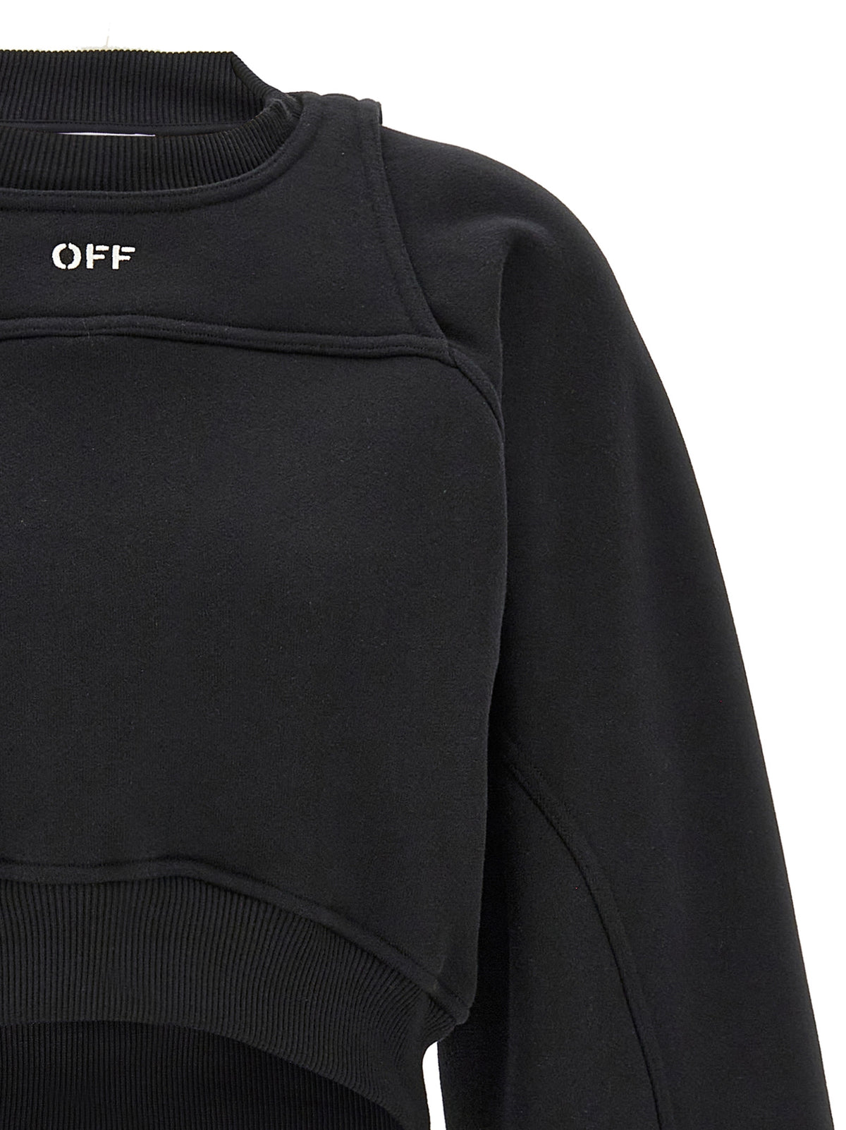 Off-White Bicolor Cotton Sweatshirt - Edgy Cropped Design