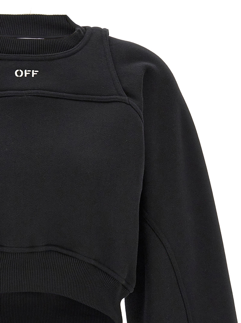 Off-White Bicolor Cotton Sweatshirt - Edgy Cropped Design