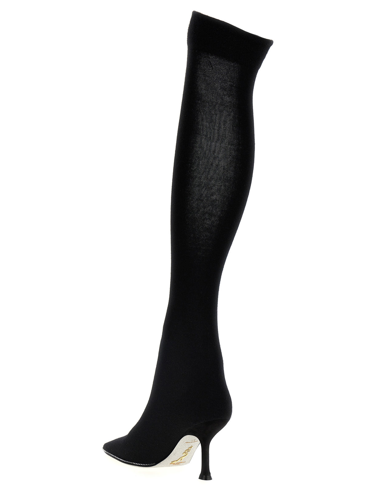 RENE CAOVILLA Black Leather Over The Knee Boots