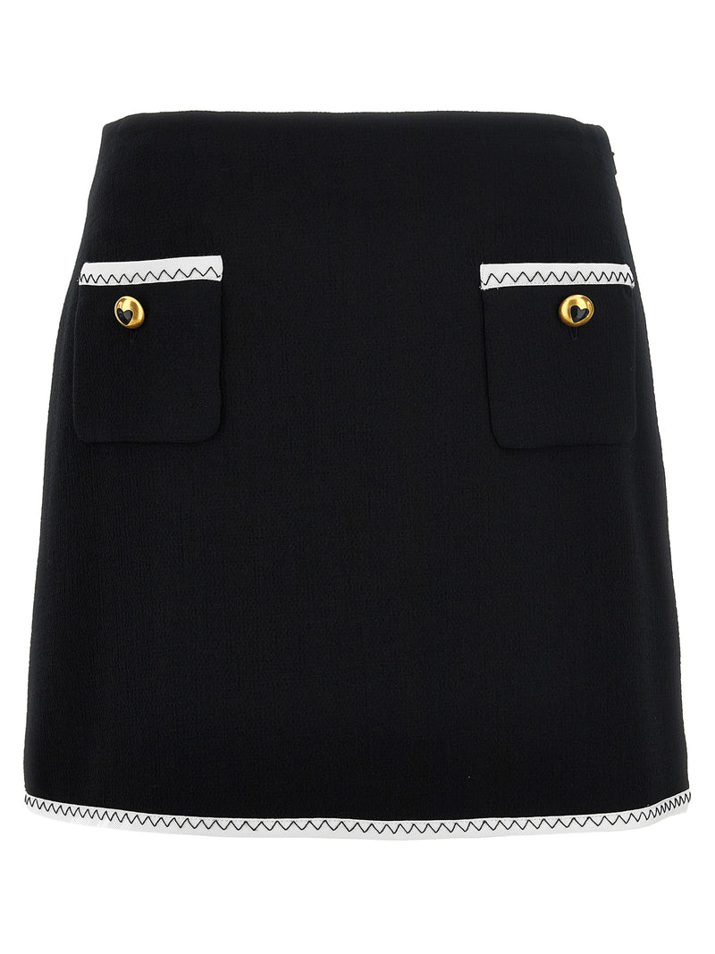 Moschino Bicolor Viscose Long Skirt - White/Black