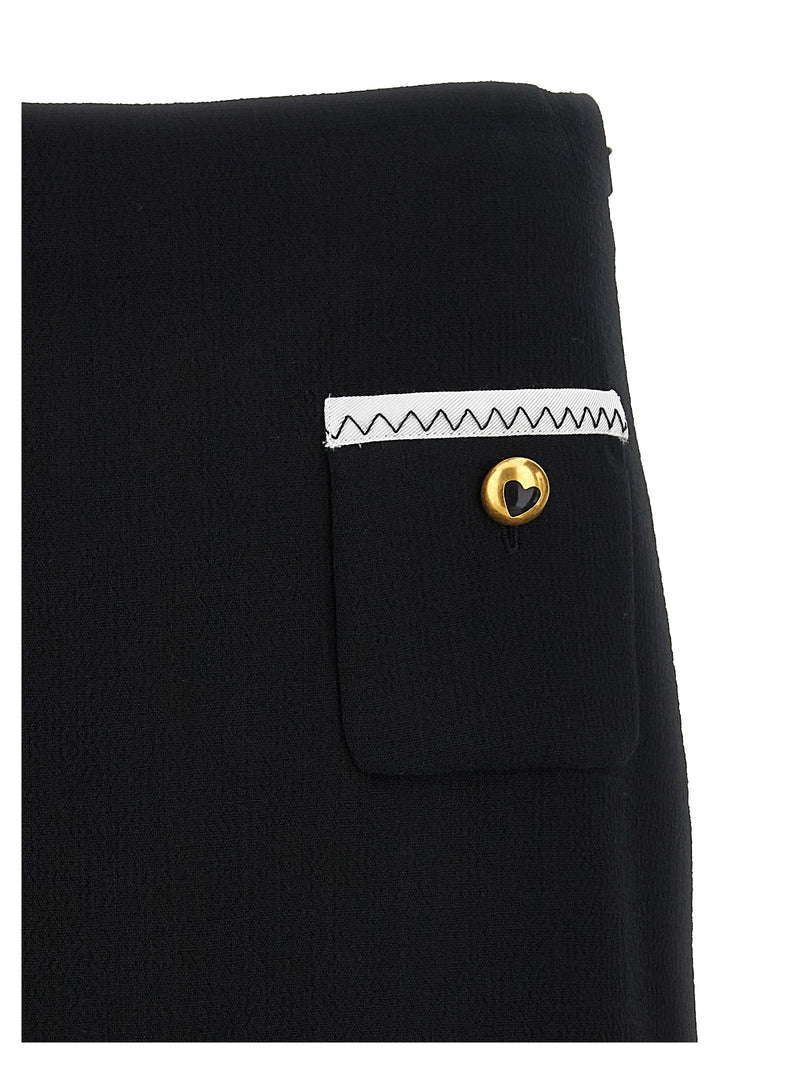 Moschino Bicolor Viscose Long Skirt - White/Black