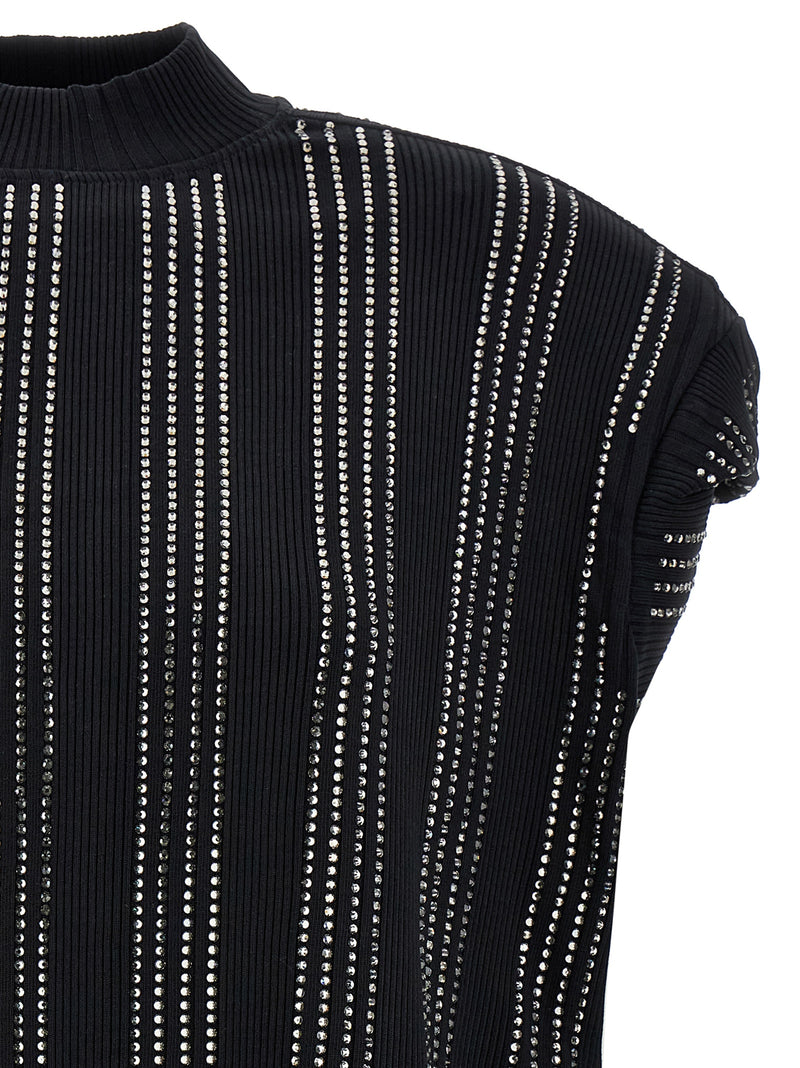 The Attico Laurie Black Cotton Short Dress