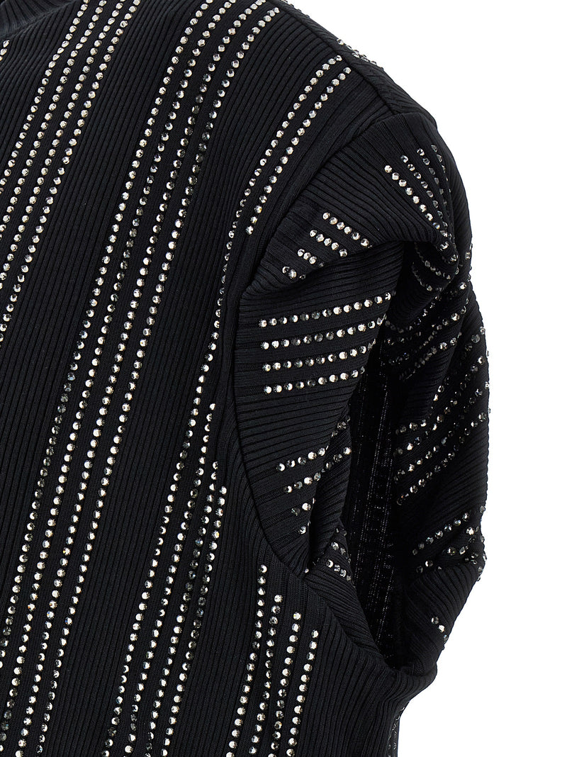 The Attico Laurie Black Cotton Short Dress