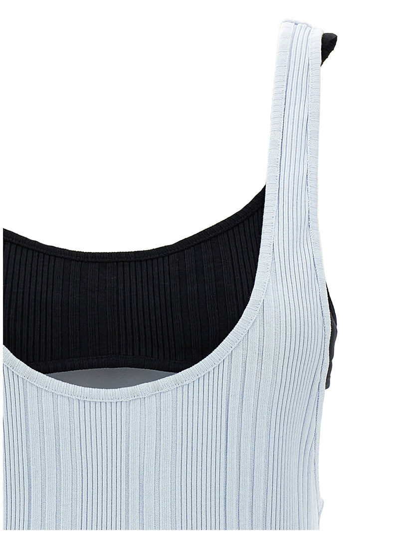 The Attico Blue Ribbed Cotton Tank Top