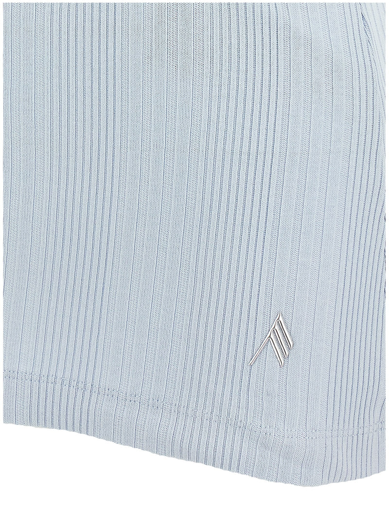 The Attico Blue Ribbed Cotton Tank Top
