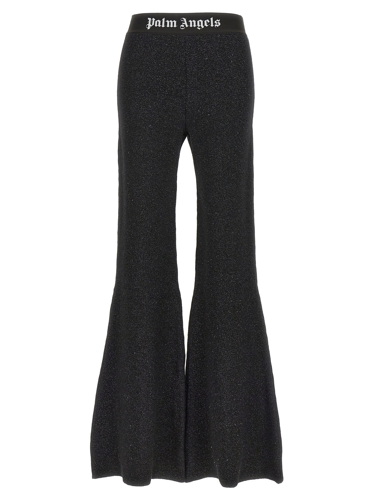 Palm Angels Black Viscose Flared Pants - Logo Tape Design