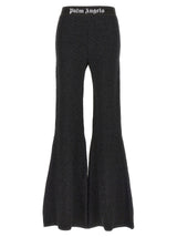 Palm Angels Black Viscose Flared Pants - Logo Tape Design