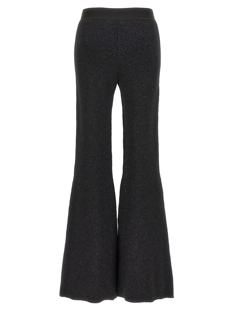 Palm Angels Black Viscose Flared Pants - Logo Tape Design