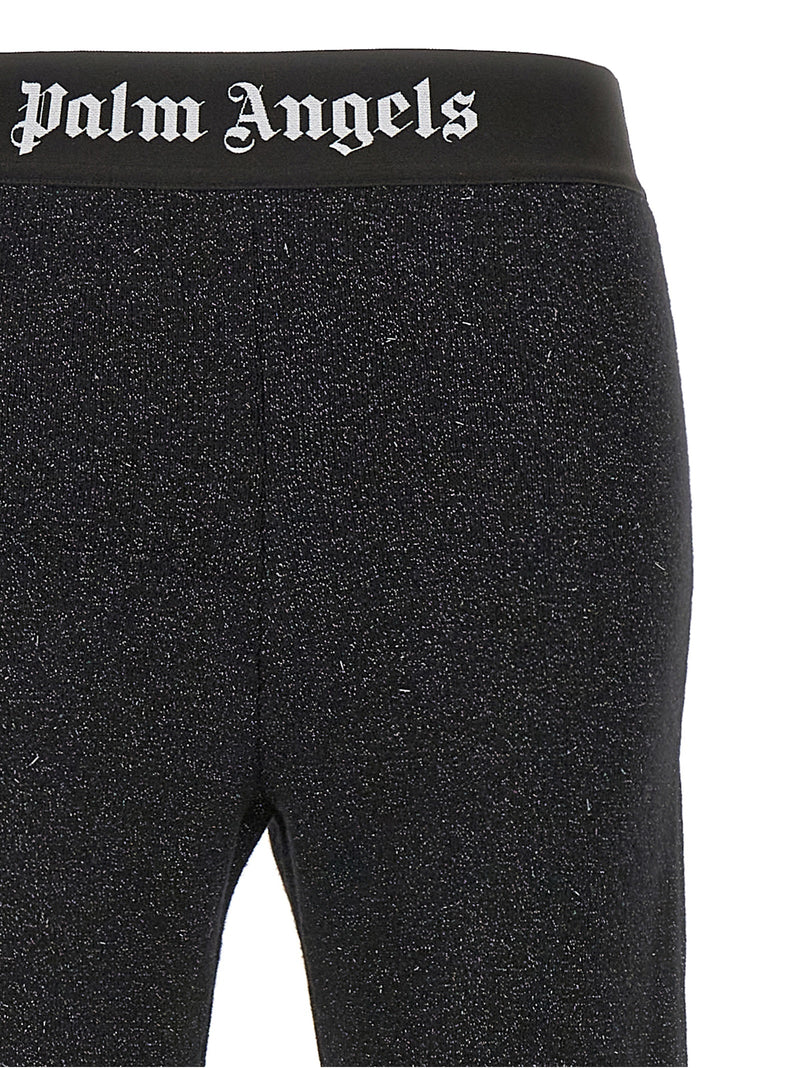 Palm Angels Black Viscose Flared Pants - Logo Tape Design