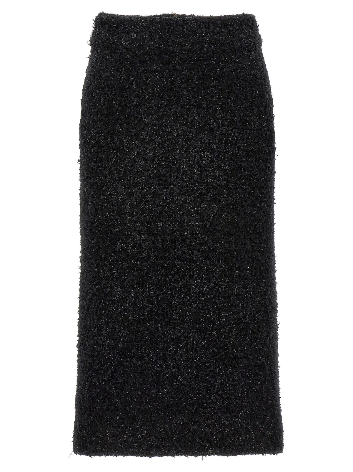 Balenciaga Black Cotton Midi Skirt with Wide Back Slit