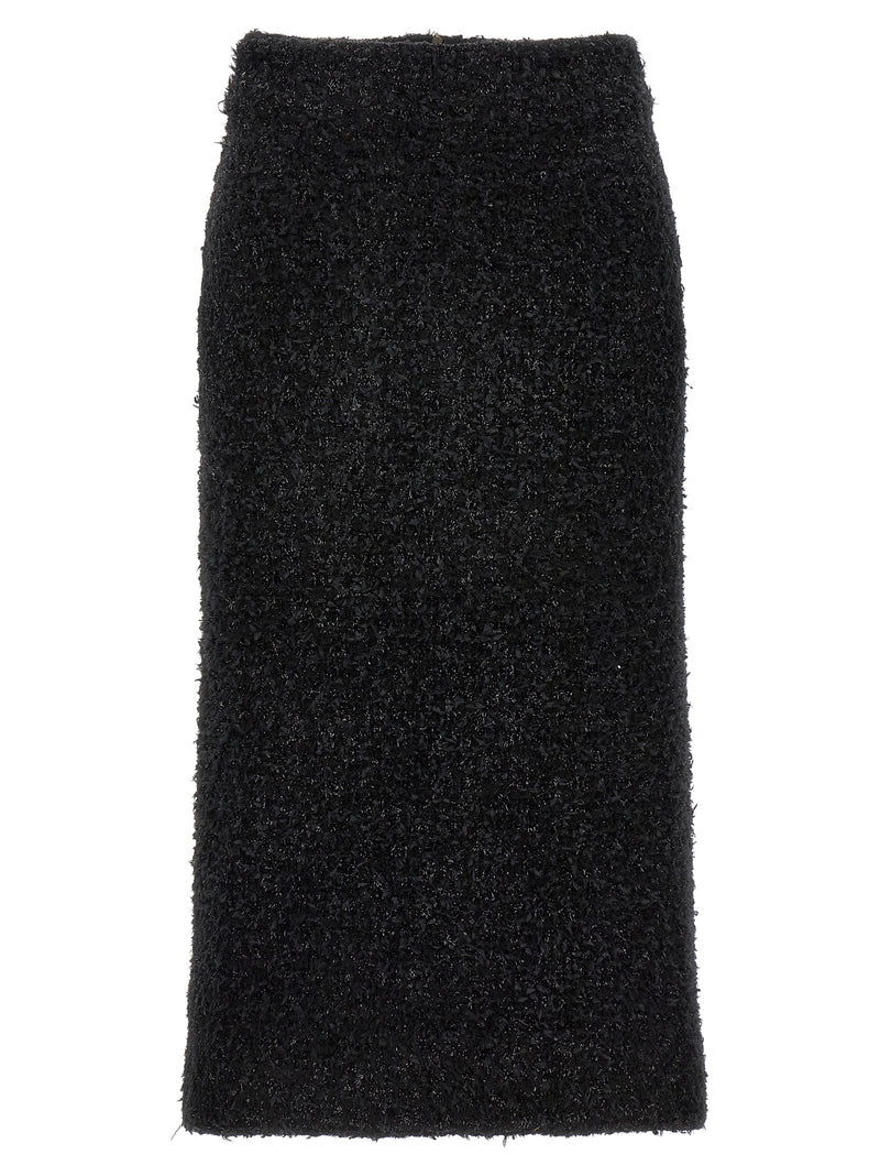 Balenciaga Black Cotton Midi Skirt with Back Slit