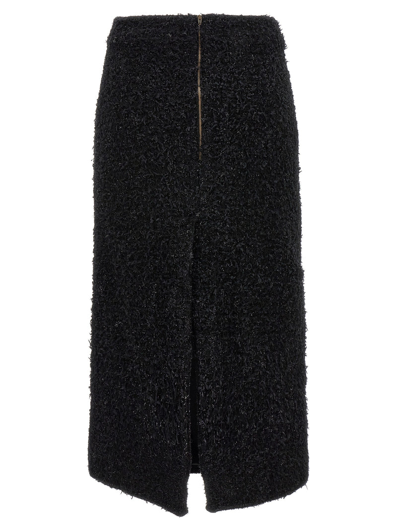 Balenciaga Black Cotton Midi Skirt with Back Slit