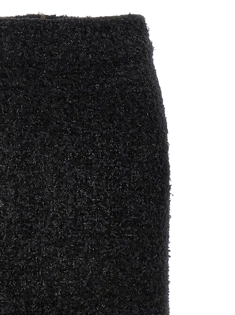 Balenciaga Black Cotton Midi Skirt with Back Slit