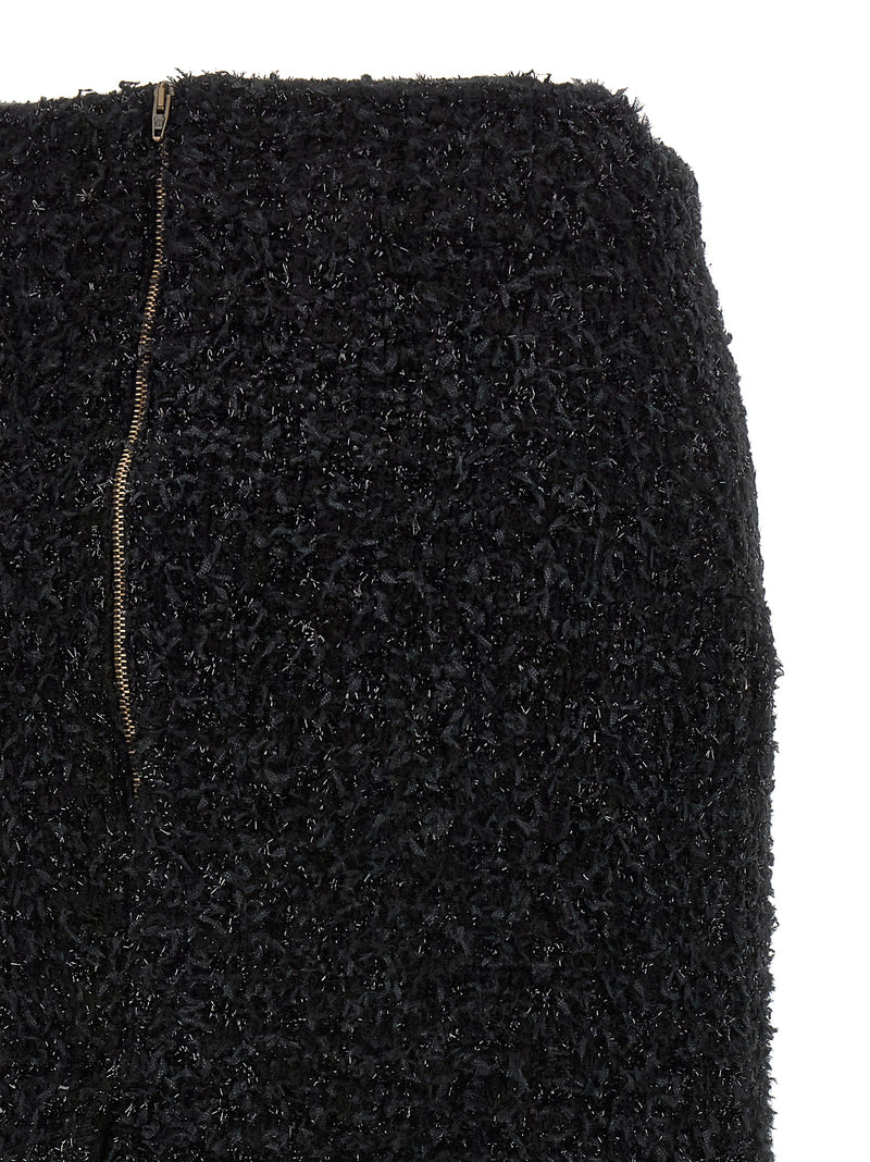 Balenciaga Black Cotton Midi Skirt with Back Slit