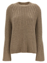 Khaite Calvin Beige Ribbed Cashmere Cardigan