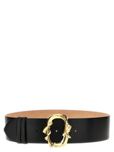 Alexander McQueen Black Cowhide Regular Belt with Snake Buckle