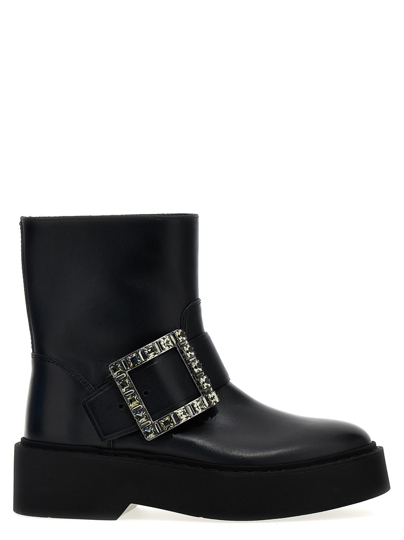 Roger Vivier Black Calfskin Ankle Boots - Viv Rangers
