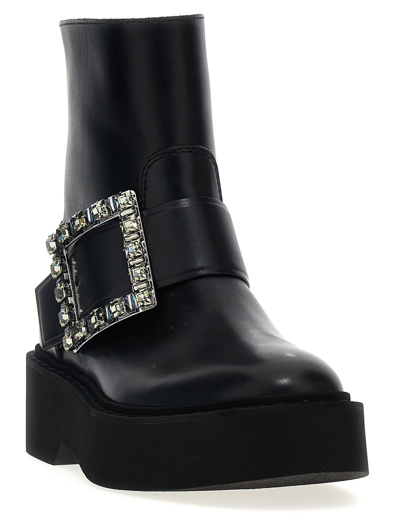 Roger Vivier Black Calfskin Ankle Boots - Viv Rangers