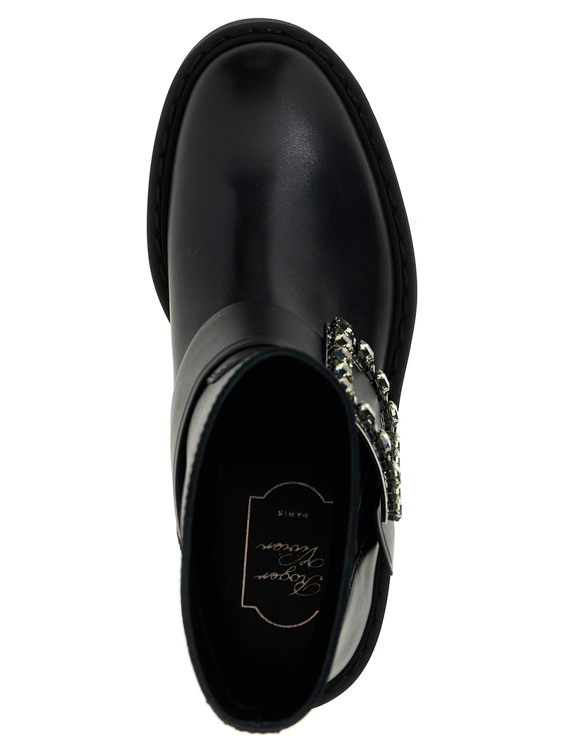 Roger Vivier Black Calfskin Ankle Boots - Viv Rangers