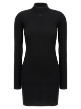Courrèges Black Cotton Short Dress - Solar Light Rib Design