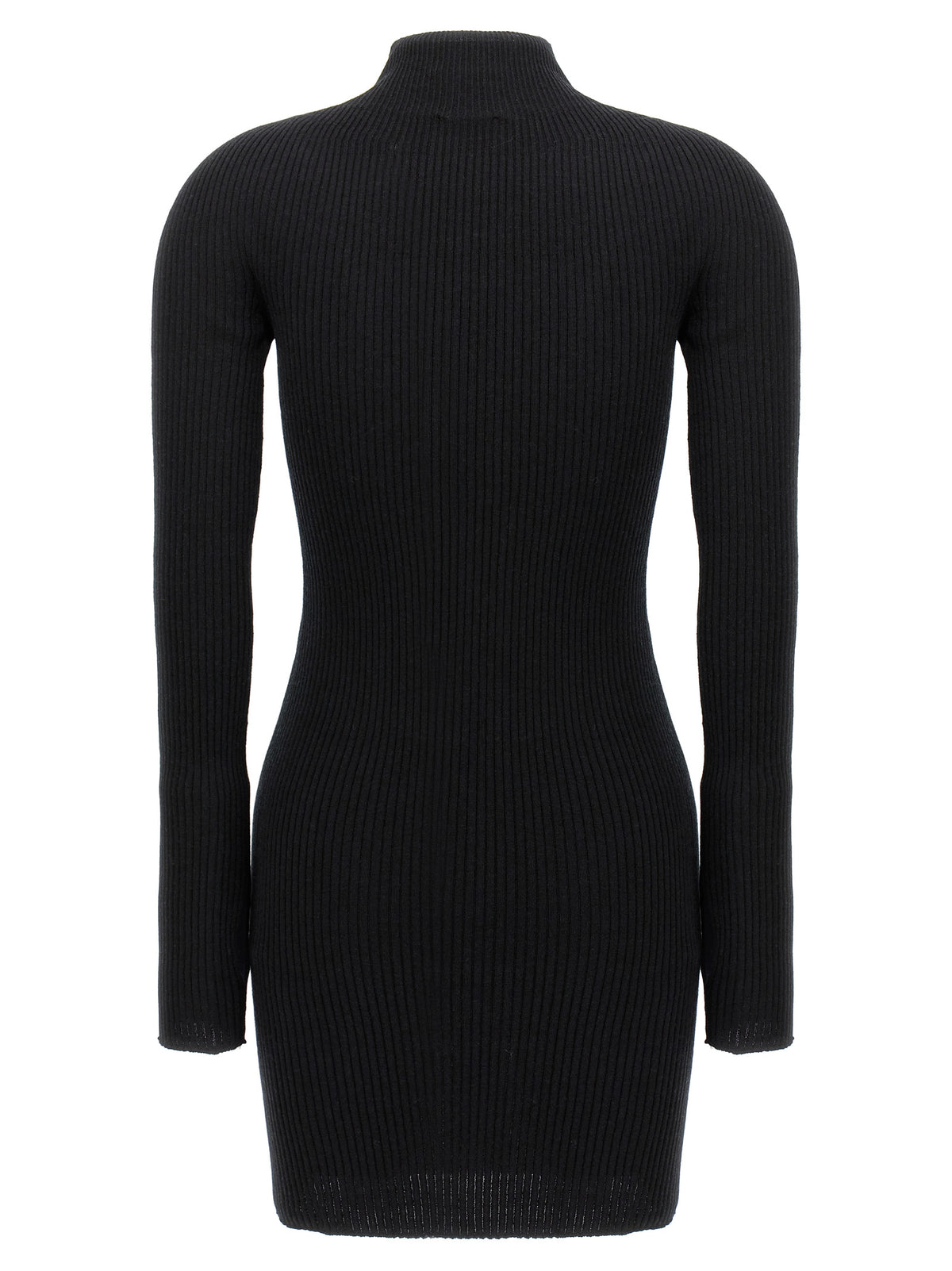Courrèges Black Cotton Short Dress - Solar Light Rib Design