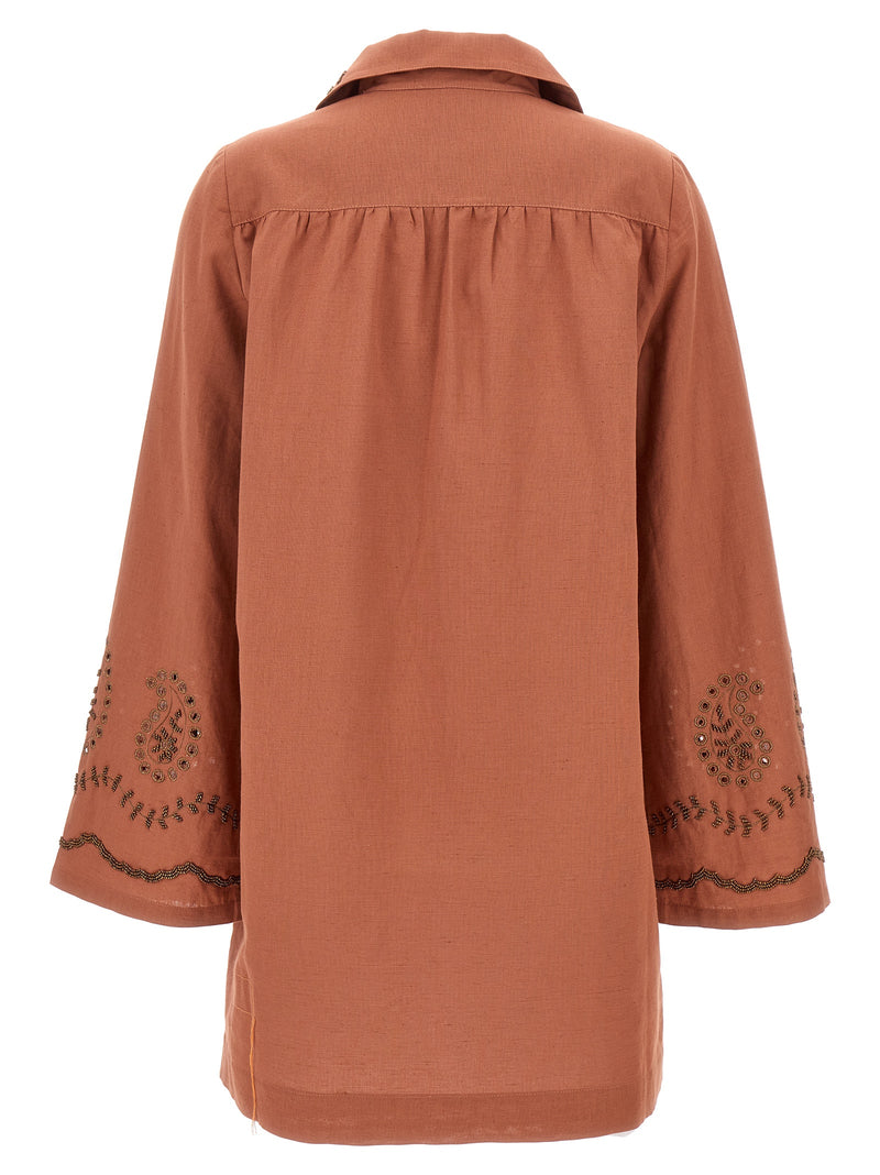 Fortela Genevieve Bordeaux Cotton Short Dress