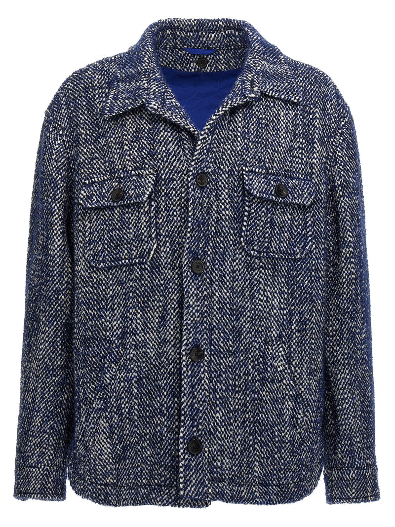 Etro Blue Wool Full-Length Jacket