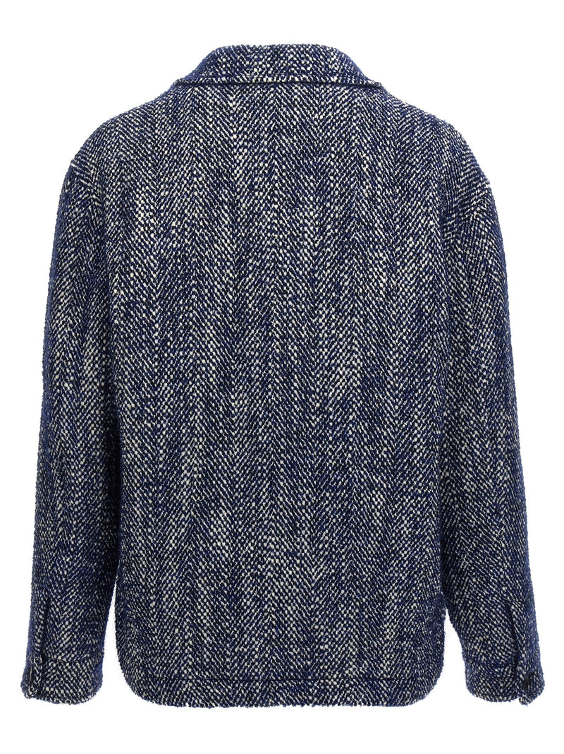 Etro Blue Wool Full-Length Jacket