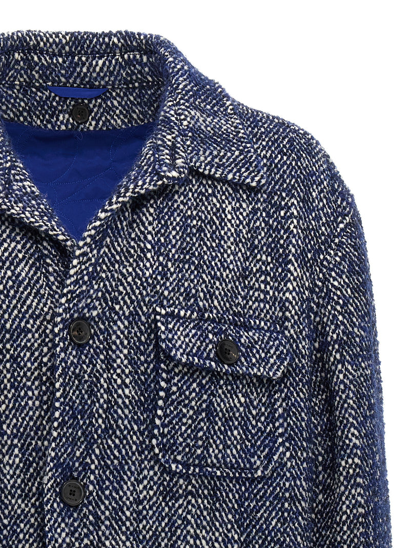 Etro Blue Wool Full-Length Jacket
