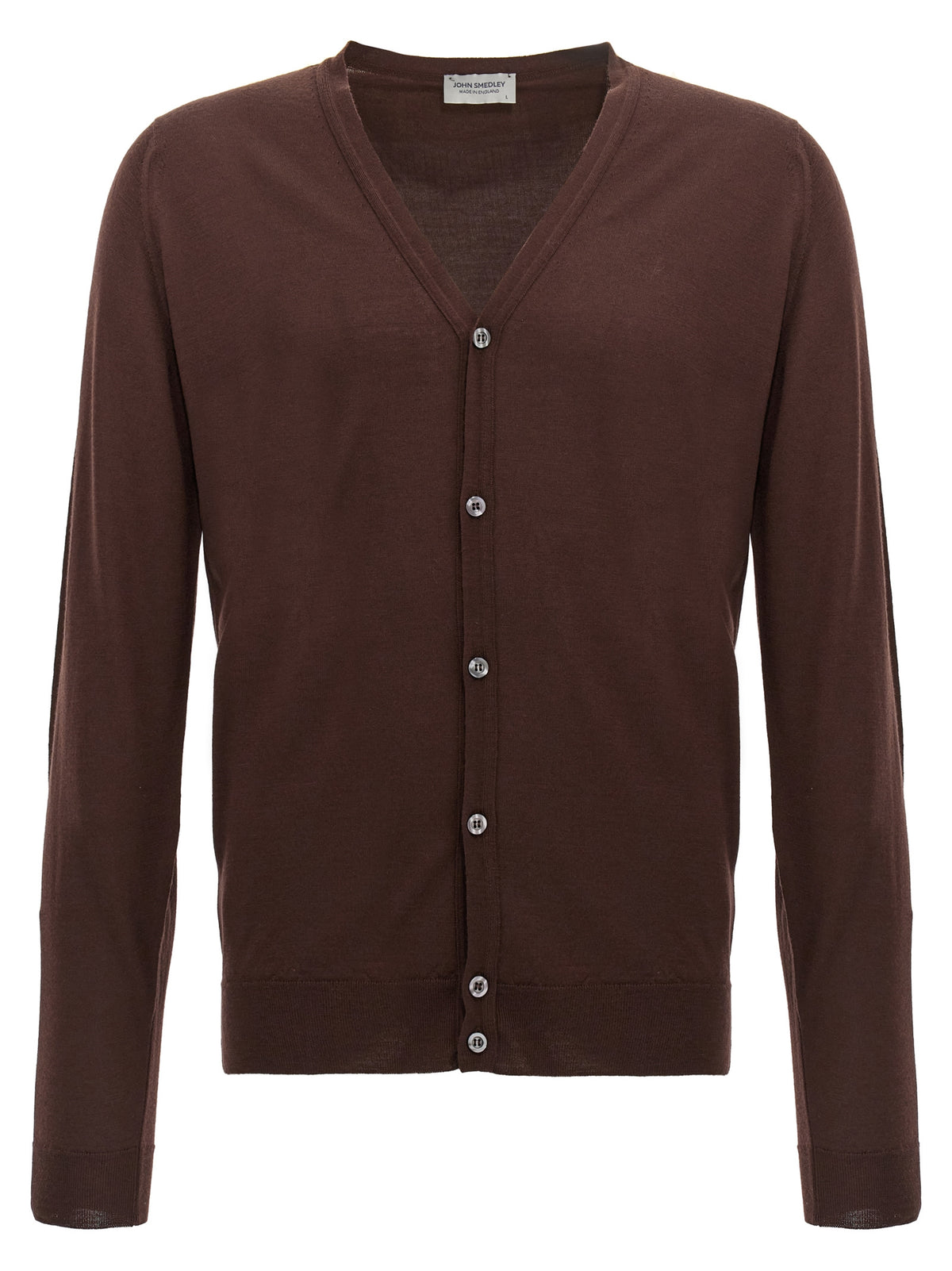JOHN SMEDLEY Petworth Brown Wool Cardigan for Men