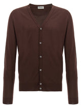 JOHN SMEDLEY Petworth Brown Wool Cardigan for Men