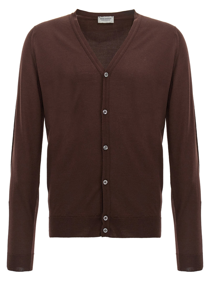 JOHN SMEDLEY Petworth Brown Wool Cardigan for Men