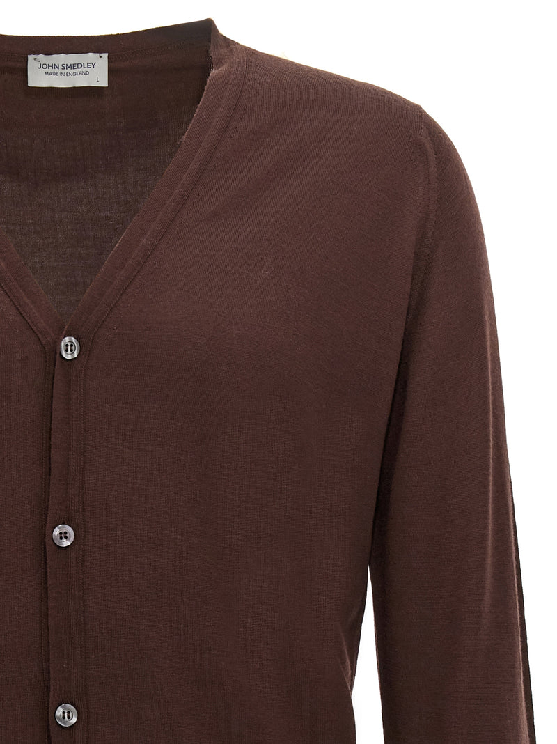 JOHN SMEDLEY Petworth Brown Wool Cardigan for Men