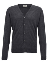 JOHN SMEDLEY Petworth Gray Wool Cardigan for Men